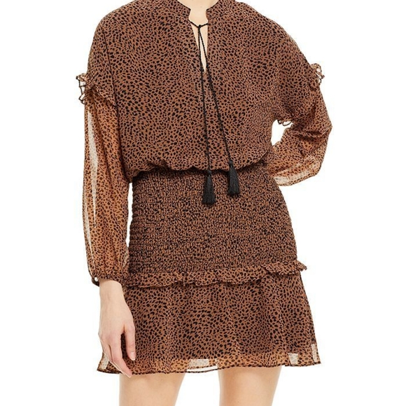 AQUA Printed Ruffled Mini Dress - 100% Exclusive In Leopard - Picture 9 of 9